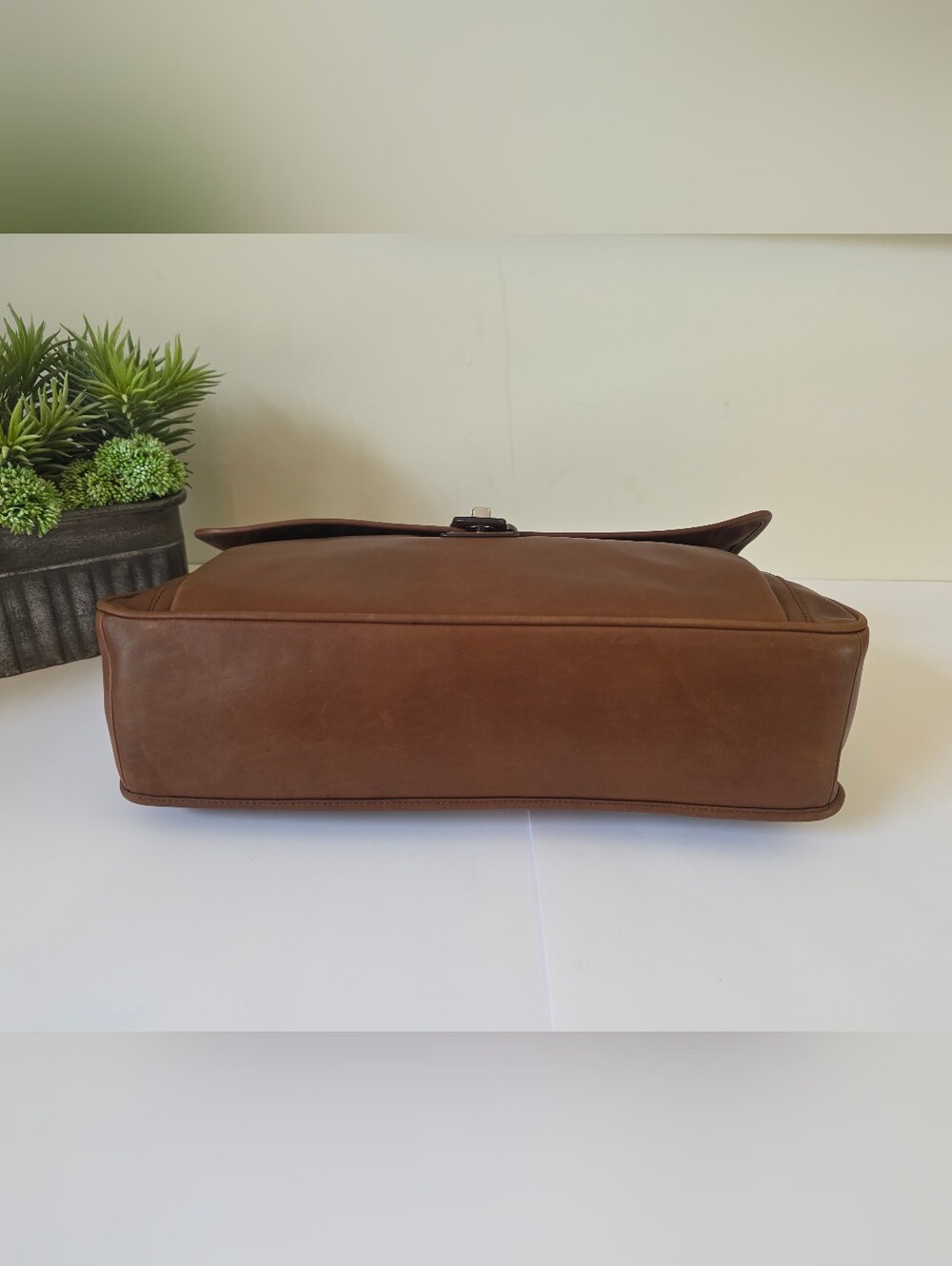 Vintage Coach Barclay Leather Briefcase Messenger Bag Cognac Laptop Work - Picture 7 of 14